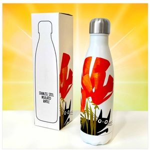 Cat Lady Box - Black Cat Floral Water Bottle NEW